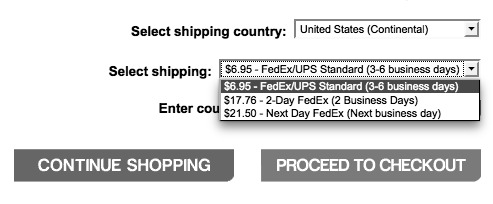 Shipping options and prices